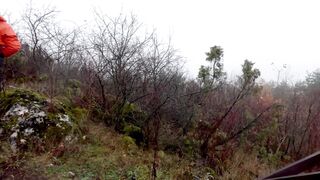 During an autumn hike we finaly reach the top point and I pee there