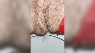 Wide open Hairy pussy dripping cream and pissing Huge anal fart ASMR