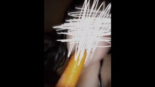 Look how she sucks the carrot like it's a penis, fat, hungry for penis