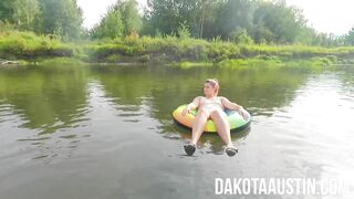 Topless floating in the river in sheer swimsuit - Teaser