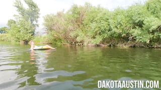 Topless floating in the river in sheer swimsuit - Teaser