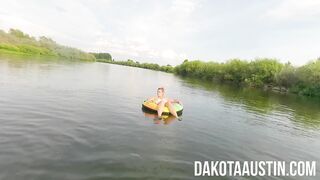 Topless floating in the river in sheer swimsuit - Teaser