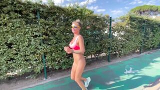 Morning Run Of Monika Fox Without Panties Through The Streets Of The City