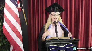 Teen Aubrey Gold Is Naked Under Her Cap and Gown