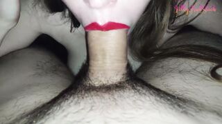 My stepsister sucks my dick and I cum in her mouth CLOSE-UP