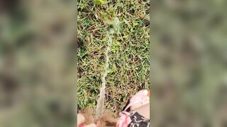 I make the video of me pissing outdoors to reward my submissive fan for a gift