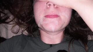 Lots of cum on stepmom's face, she loves it. BilyFoxx