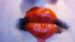 Red Heart Lipstick And Smoking Upclose