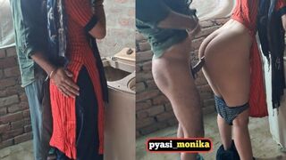 Big ass Indian desi milf maid gets hardcore fucking in standing doggy styel by her owner.