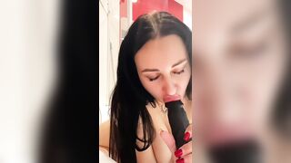 Cute brunette sucks dick and takes a cock in mouth - home video