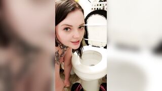 Licking toilet seat