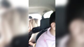 two naughty girls riding their dildos in the back seat of the uber