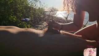 Rimming and eating my Dom's asshole on a public beach before sucking him off in front of strangers