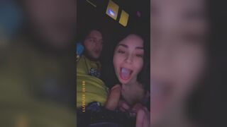 Little Slut Gives Sloppy Blowjob In Movie Theater Until He Fills Her Mouth