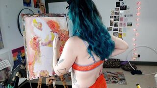 Camgirl Slut painting Slutty Self Portrait on LIVESTREAM