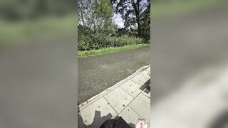 Very risky public fuck on a bench bicyclists watched