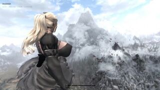 Hot Blonde Giantess grows ever larger - Skyrim Giantess