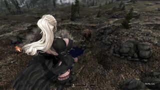 Hot Blonde Giantess grows ever larger - Skyrim Giantess