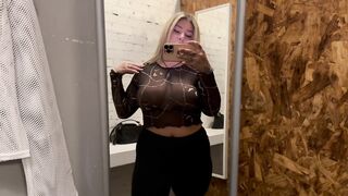 Sexy Milf Does TRANSPARENT Try On Haul In A Fitting Room