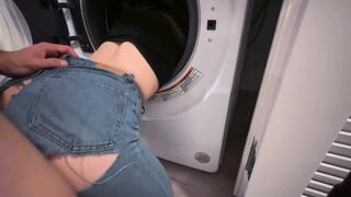 Innocent Girl in Jeans Gets Fucked By Stranger While She Is STUCK In The Washing Machine