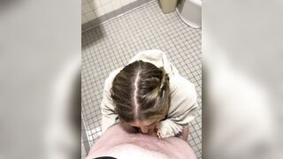 Blonde slut gets railed in public campsite bathroom