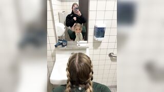 Blonde slut gets railed in public campsite bathroom