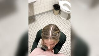 Blonde slut gets railed in public campsite bathroom