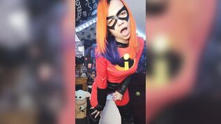 Mrs. Incredible Cums In Suit