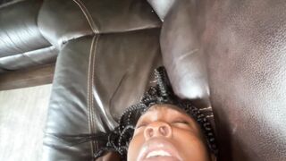 Newbie Ebony takes white dick