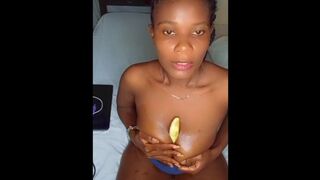 African woman tit fucks and sucks a banana????