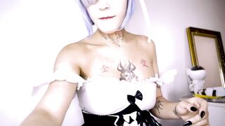 Naughty Cosplay guiding Rem's handjob