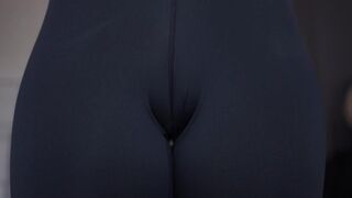 Cameltoe In Black Tight Leggings Close Up