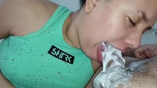 bizarre creampie with lots of sperm, the best blowjob has to have the best cream together