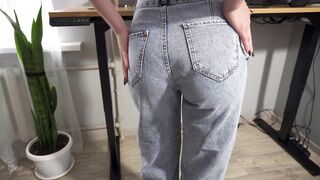 Milf Secretary In High Weist Jeans Teases Her Nice Butt