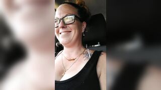 Girl With Glasses Hikes Up Her Skirt In Public In Car