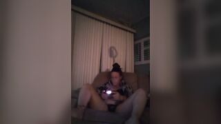 Gamer Girl Playing Video Games In Her Black Bra and Panties (Video 2)