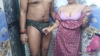 Indian Desi Bhabhi giving handjob. Boy cum on her sexy blue panty. Cum on panty.