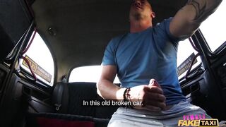 Female Fake Taxi Passenger obsessed by busty blonde drivers PERFECT tits